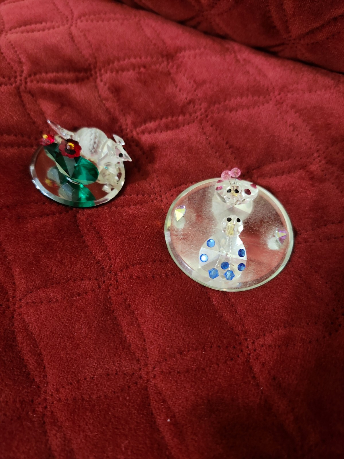 Vintage Crystal Figurines 2 Pieces Lady Bugs and Armadillo 80’s CFL