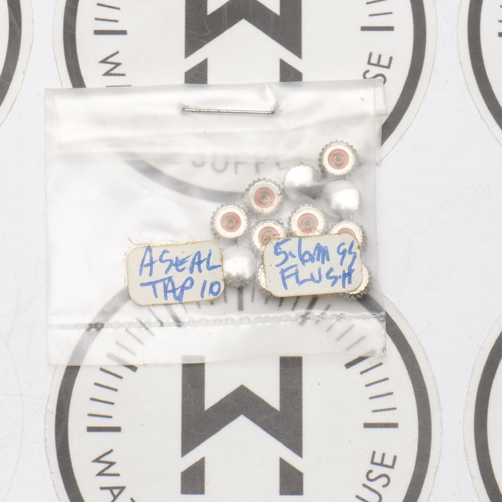 NOS Watch Crown Lot 12 SS Silver Tone 5.6mm Tap 10 Flush Post O Ring (G3D15)