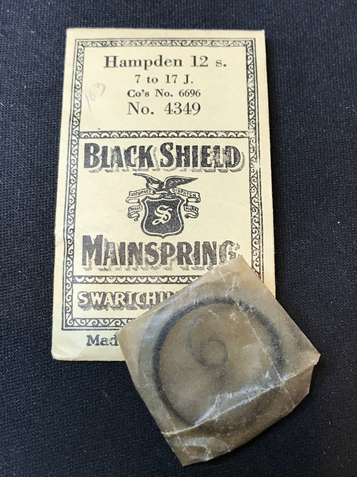 Swartchild Black Shield Mainspring for 12s Hampden No. 6696 – Steel