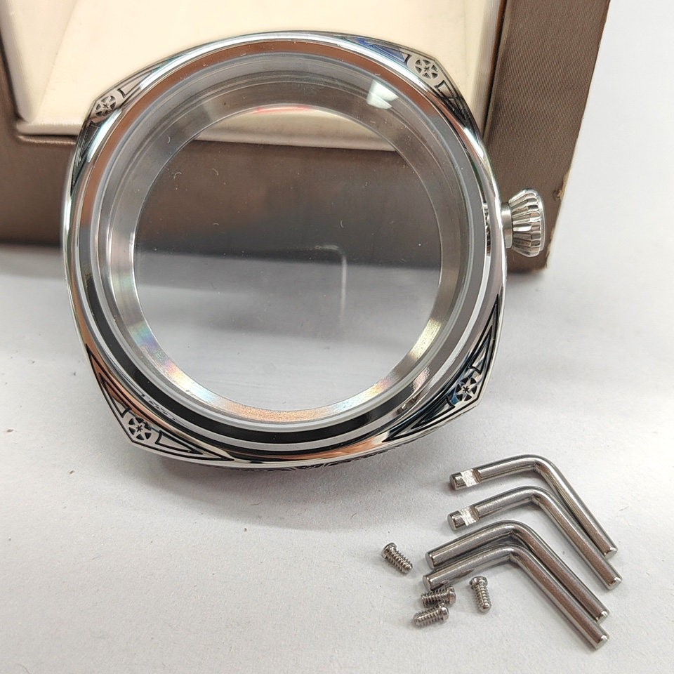 45MM Carved Stainless Steel Watch Case for ETA6497/6498 S3600 917 Movement