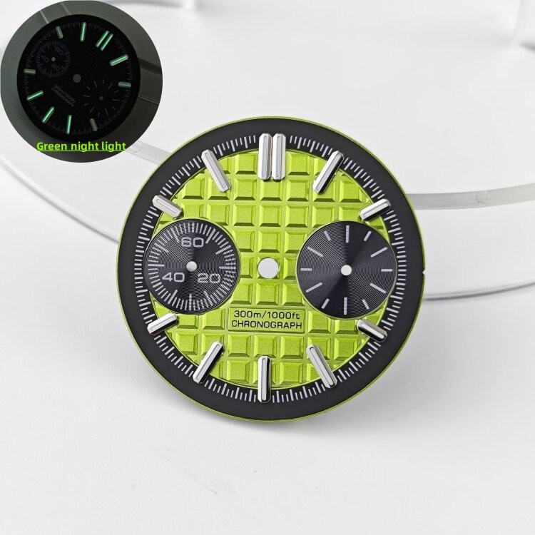 30mm Farmhouse Oak Watch Dial Green Luminous for VK64 Movement Parts Waterproof