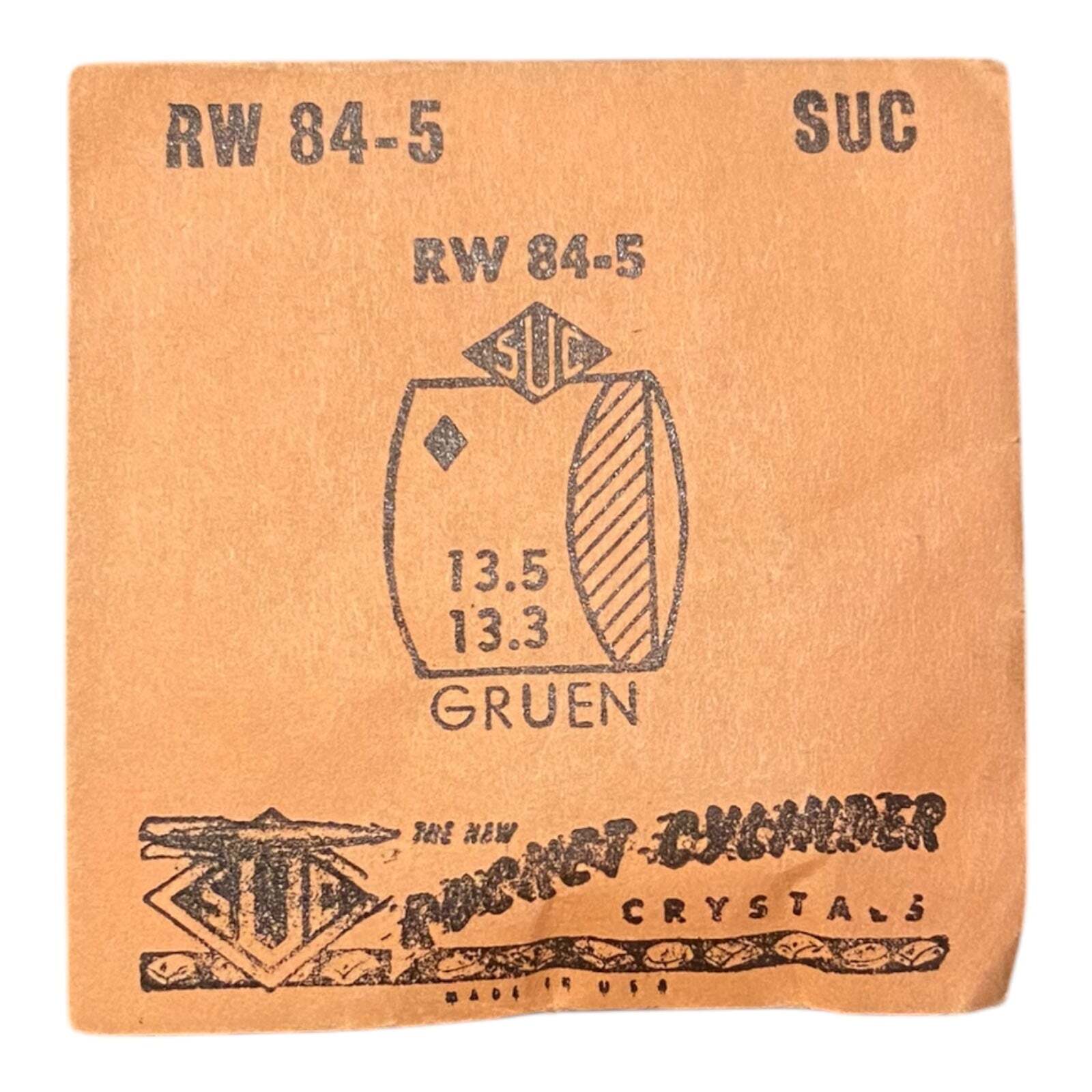 SUC RW84-5 RW 84-5 Watch Crystal 13.5×13.3 mm NOS Part Rocket Cylinder Gruen