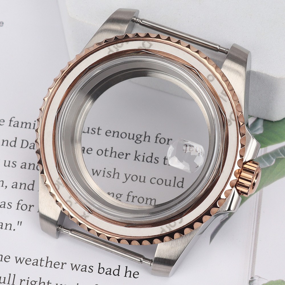 FEIYASHI Rose Gold Rotating Bezel GMT Watch Case 40mm Steel For Seiko NH35 NH36