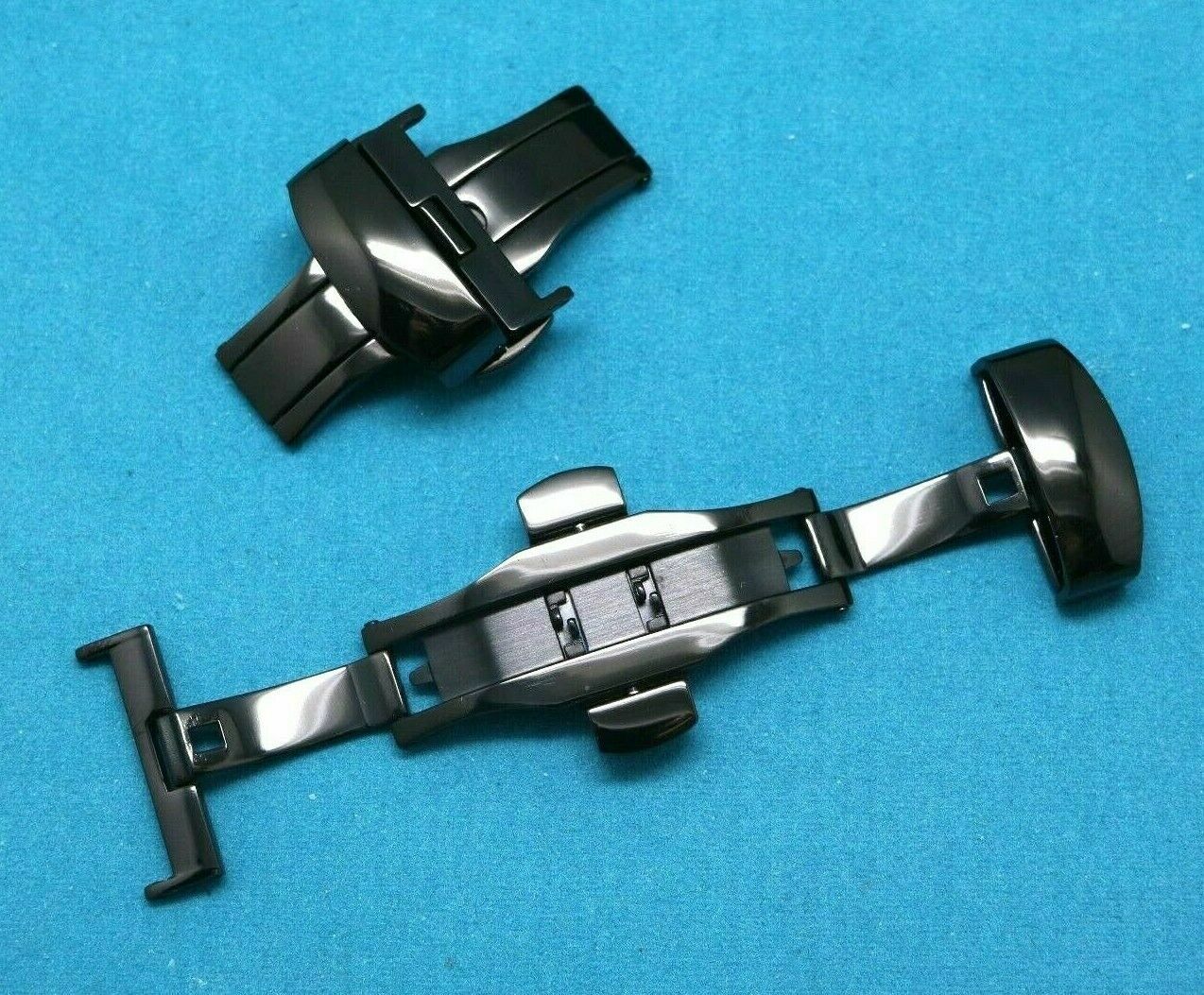 20mm Black Tone Polishing Push Button Buckle For Leather Watch Band Strap