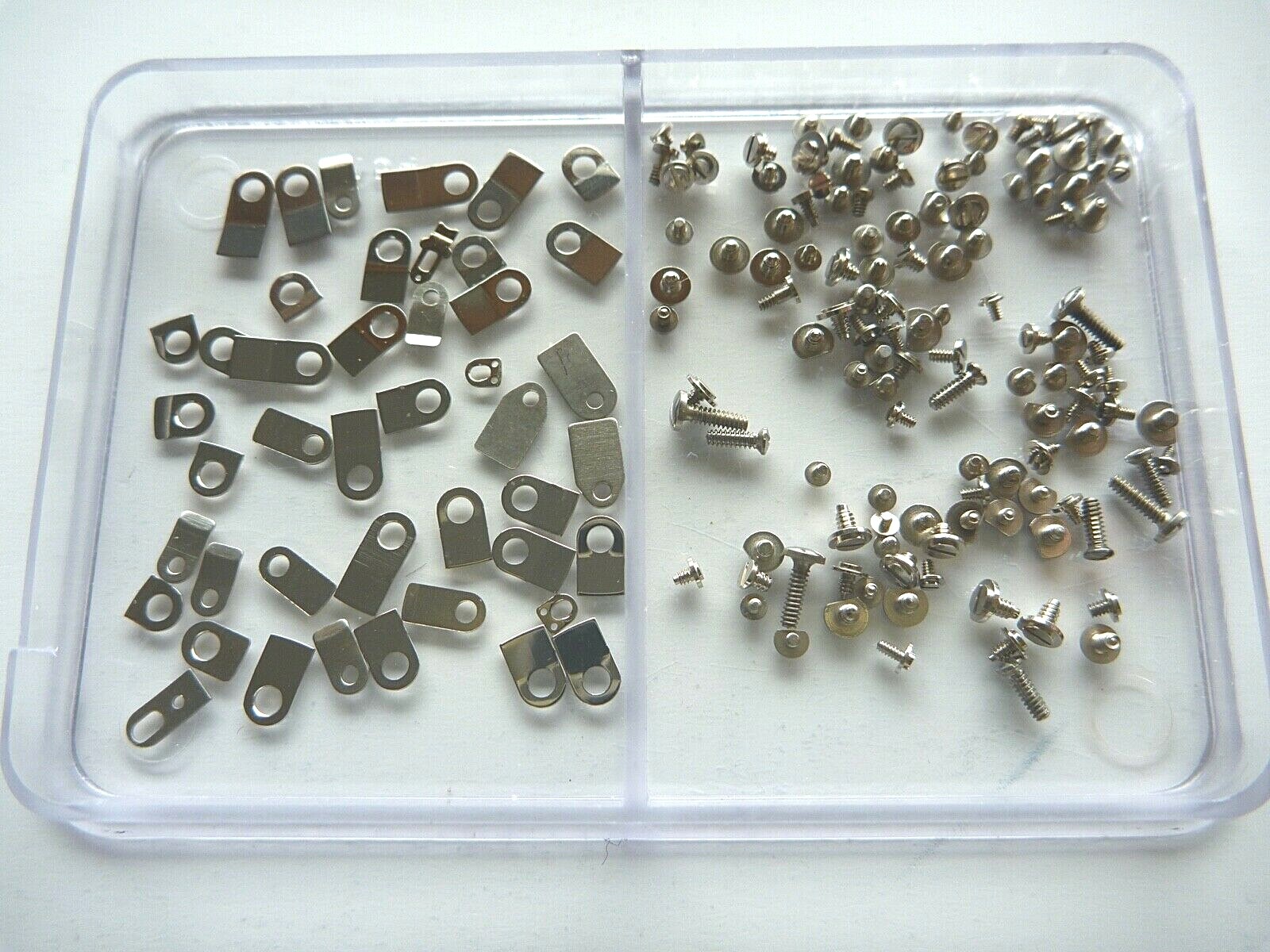 Watch movement casing parts, clamps, screws, ½ cut screws for ETA, AS, FEF, FHF.