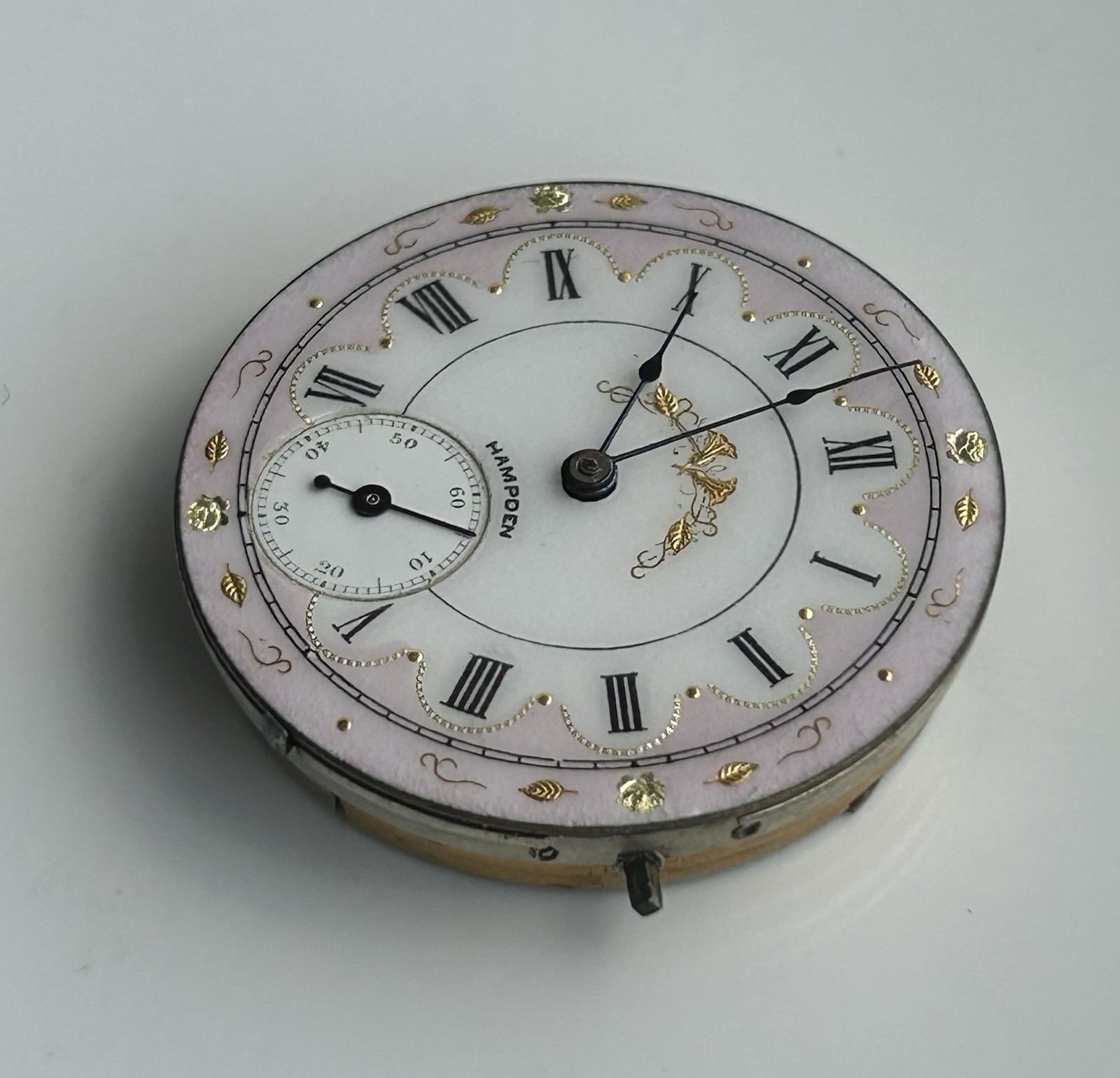 Antique Hampden Pocket Watch Movement – Grade 220 – 17 Jewels – Very Nice Dial
