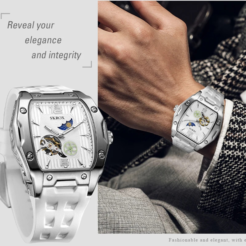 Designer Luxury Moon Phase Toubillon Waterproof Silicone Men’S Watches