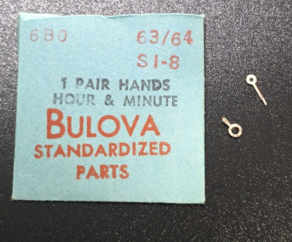 NOS Genuine Bulova 6BA SI 8 – HR/MIN Watch Hands Set/Pair #63-64 Silver – Index