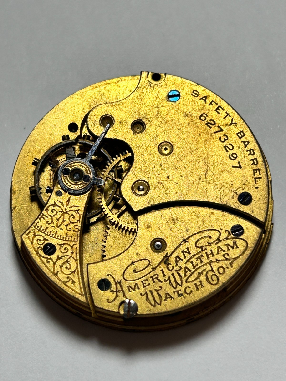 American Waltham Watch Co. Model 1890 Pocket Watch Movement & Dial