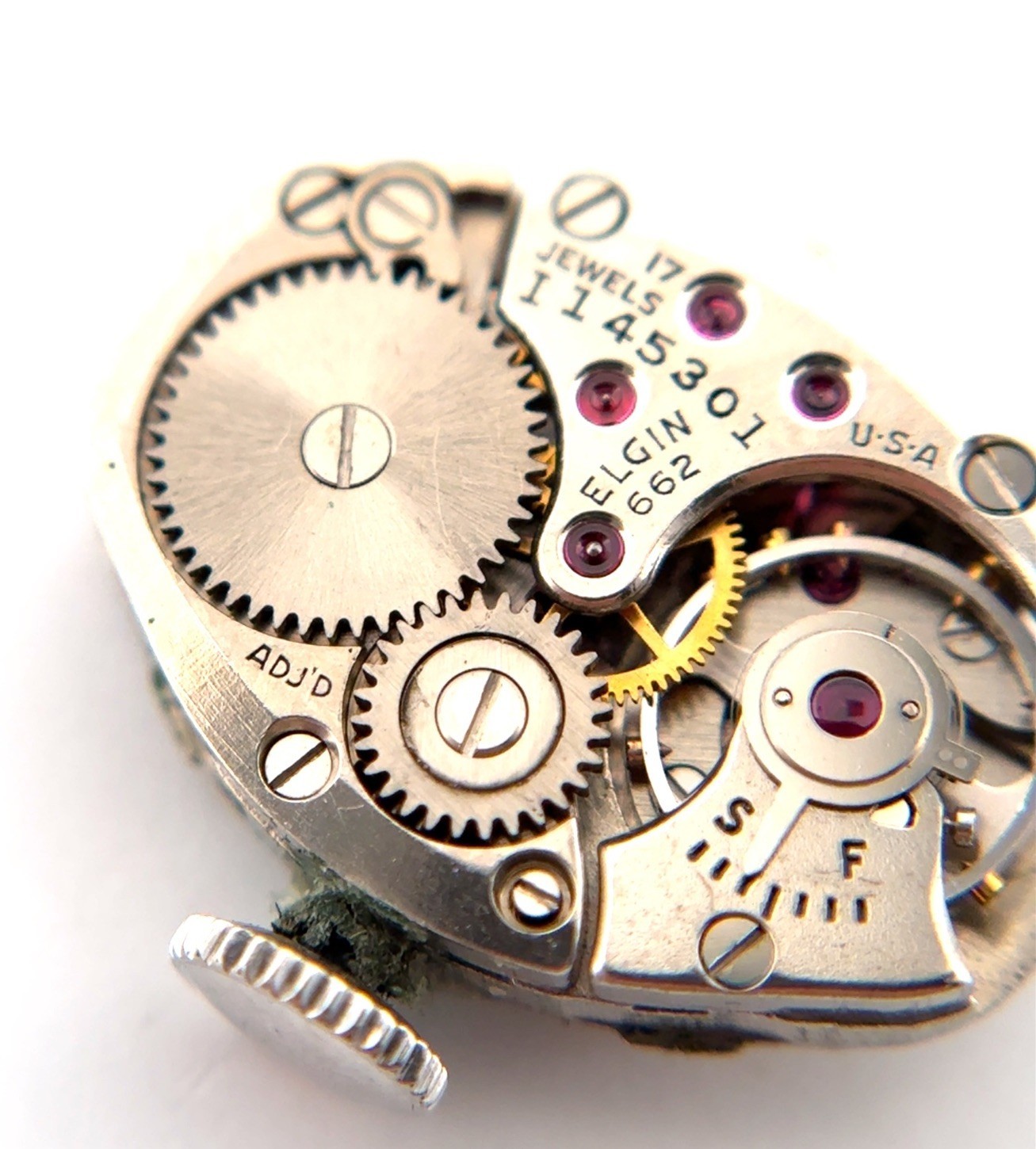 Elgin 662 17 Jewels Mechanical Manual-Wind Adjusted Movement – Working