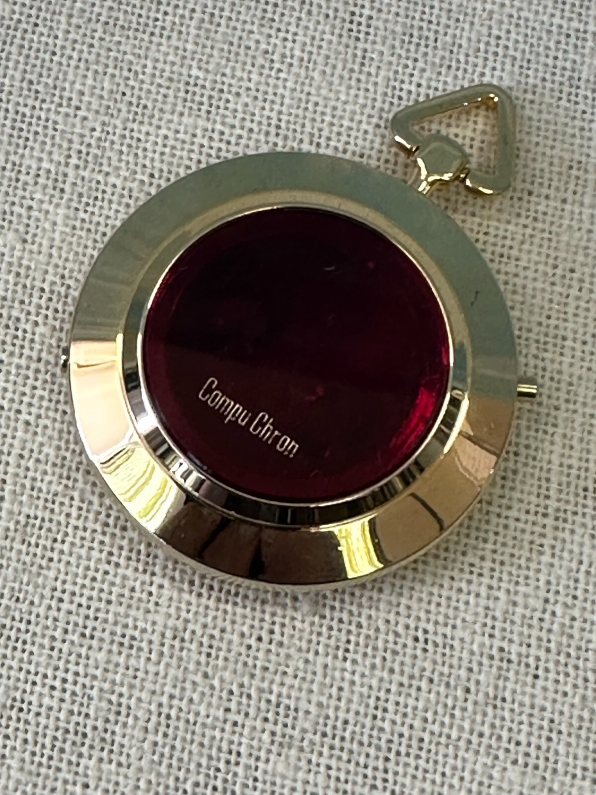 GOLD-TONE Vintage COMPU CHRON Red Led POCKET WATCH CASE New Old Stock RARE Mint