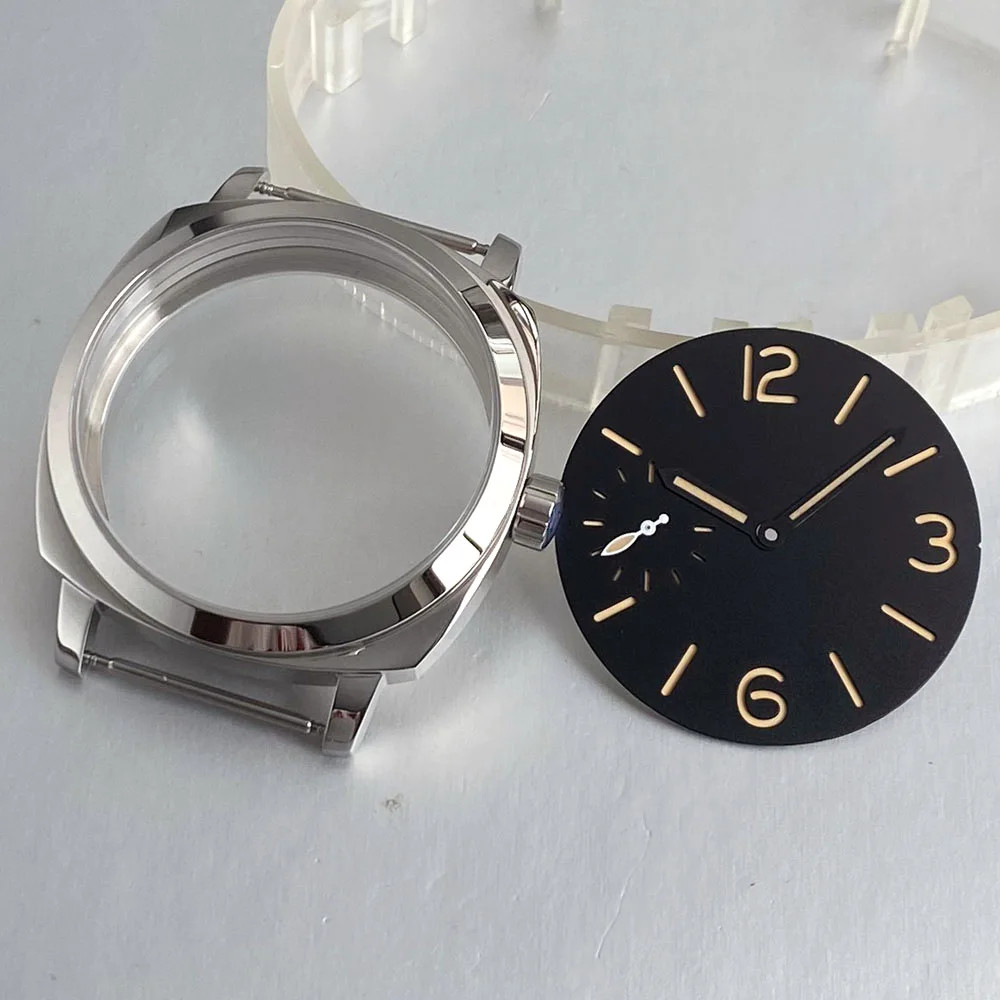 Tandorio New 42mm Stainless Steel Square 6497 Watch Case For ETA 6497 ST3600