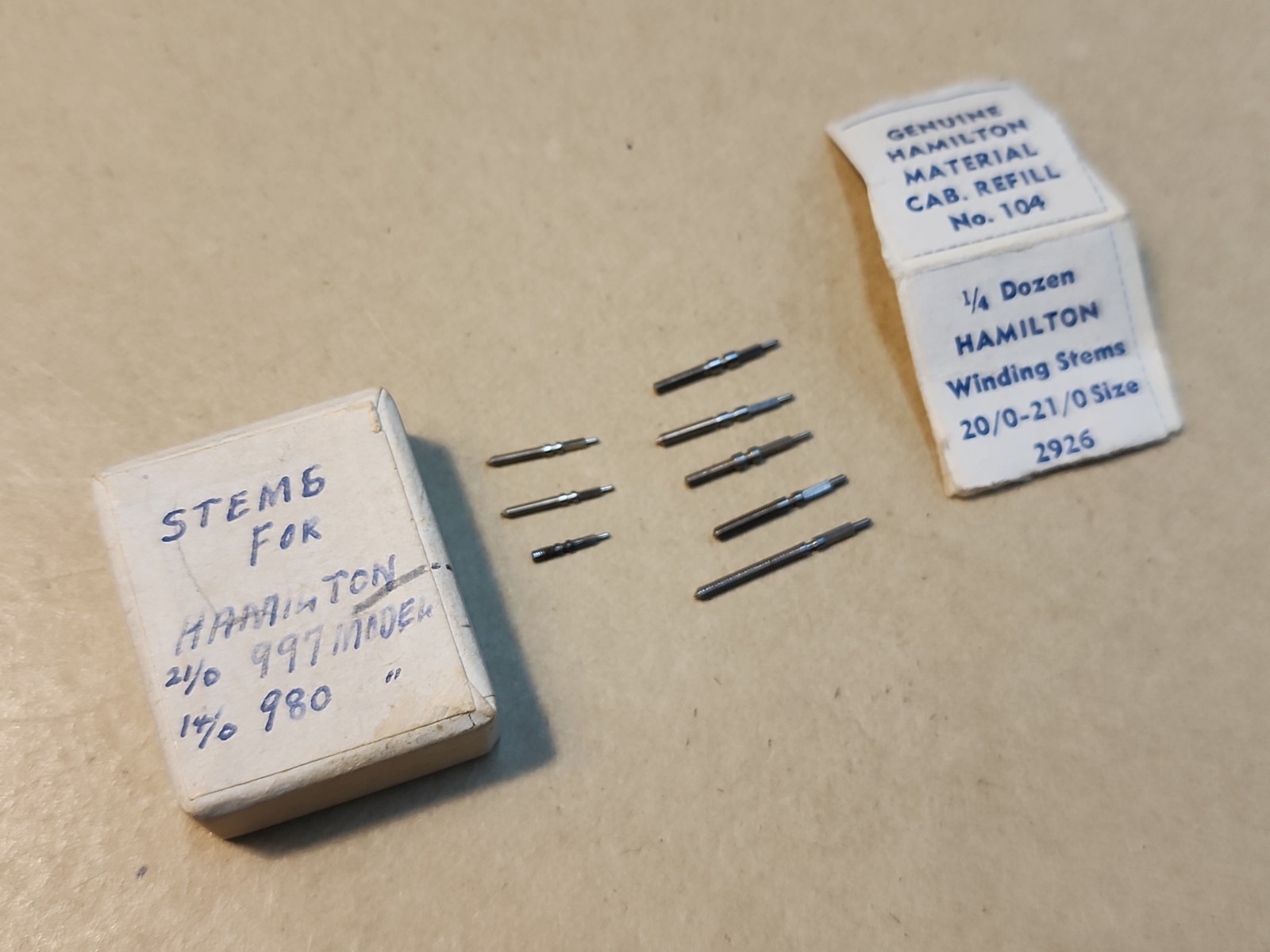 Lot Of 8 Mixed Hamilton Wristwatch Winding Stems-14/0 Gr 980, 20/0-21/0 Gr 997