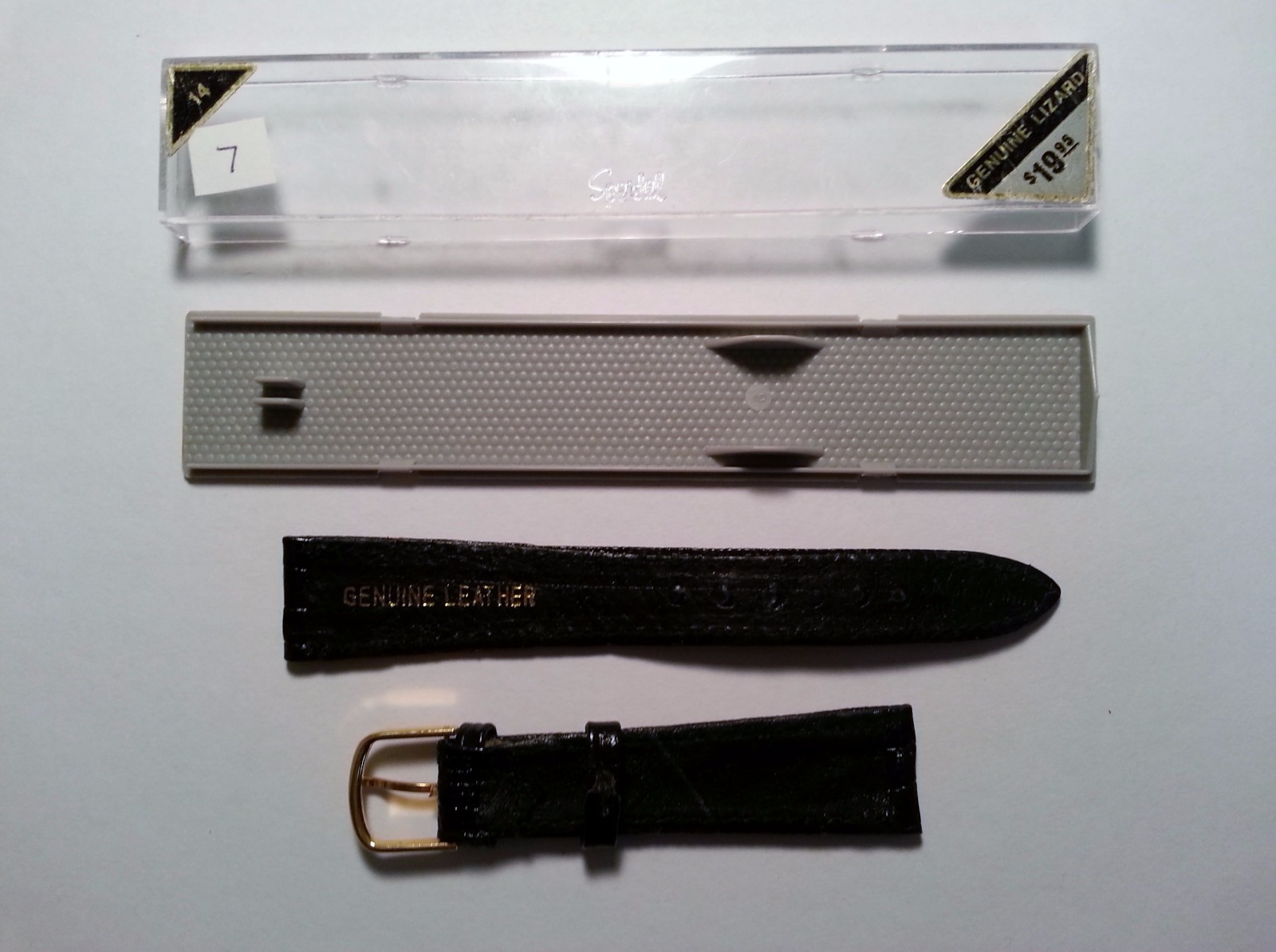 Speidel Genuine Leather Lizard Watch Band Black 14 mm New In Box Vintage