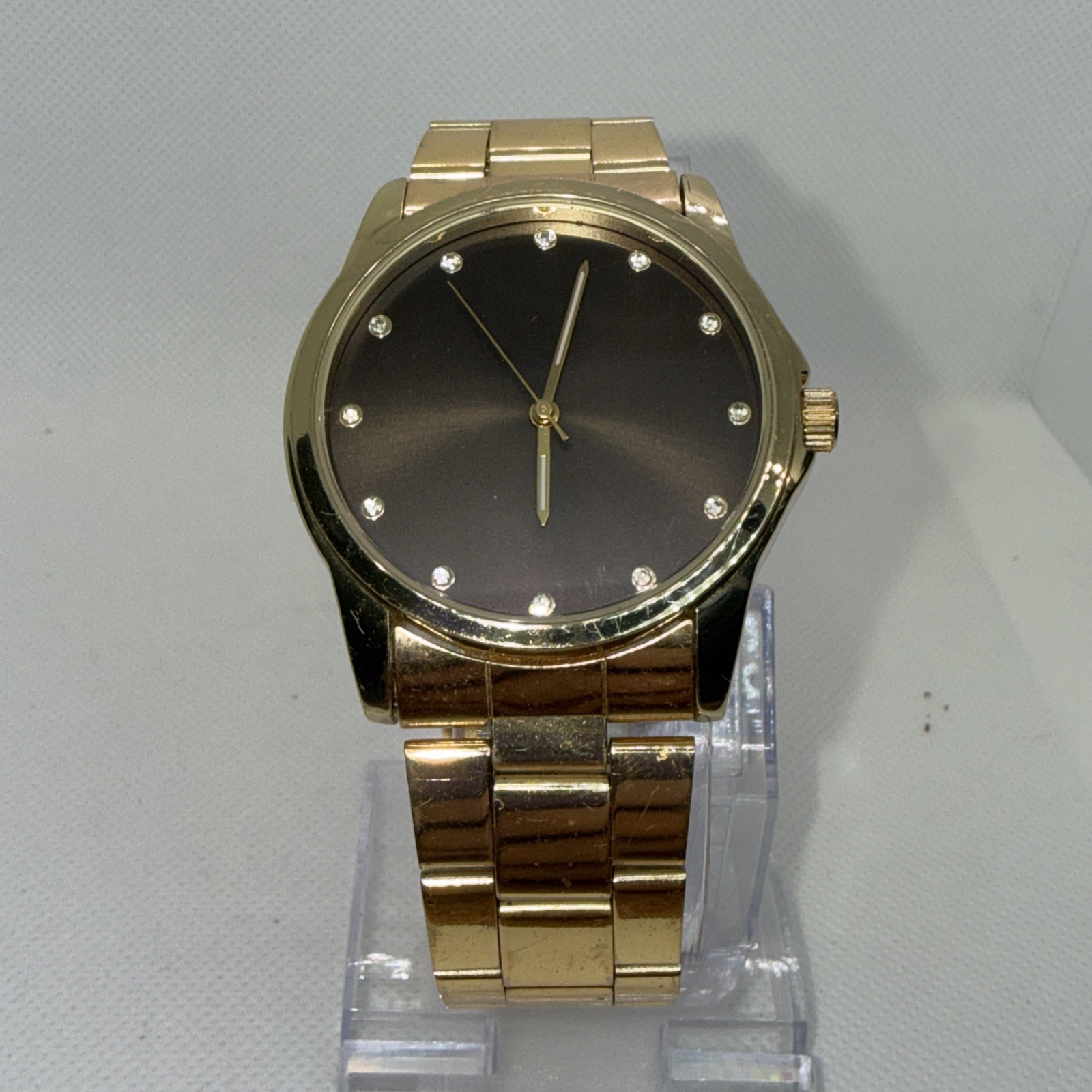 Unbranded Luxury Watch Japan Movement Black Dial Fresh Battery 12 Stones