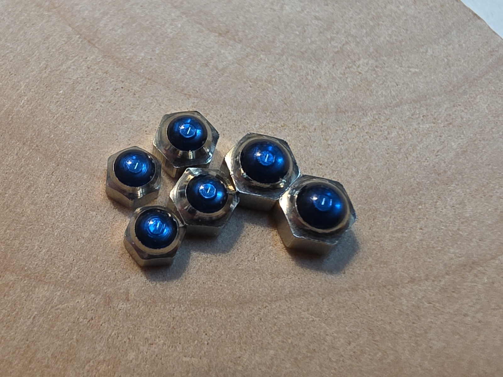 Lot Of 6 NOS Blue Cabochon Silver-Tone Wristwatch Crowns-3 Sizes, 3.44mm-4.42mm
