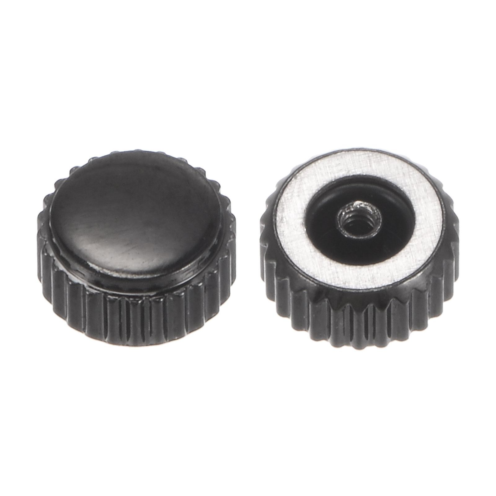 2Pcs 2.8x5mm Watch Crown SUS304 Flat Head Short Stem Watch Crown 2.5mm ID Black