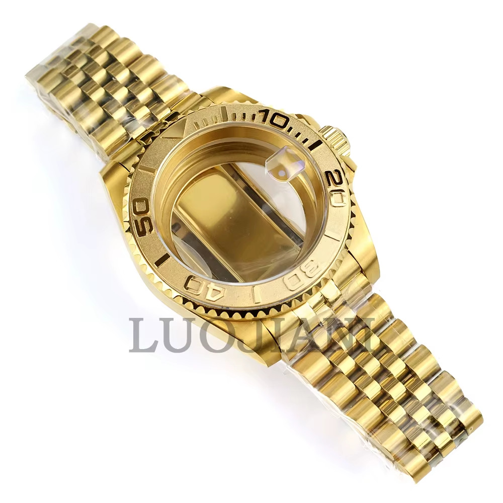 40mm Jubilee Gold Watch Case Sapphire Glass Fit Yacht-Master NH34 NH35 NH36