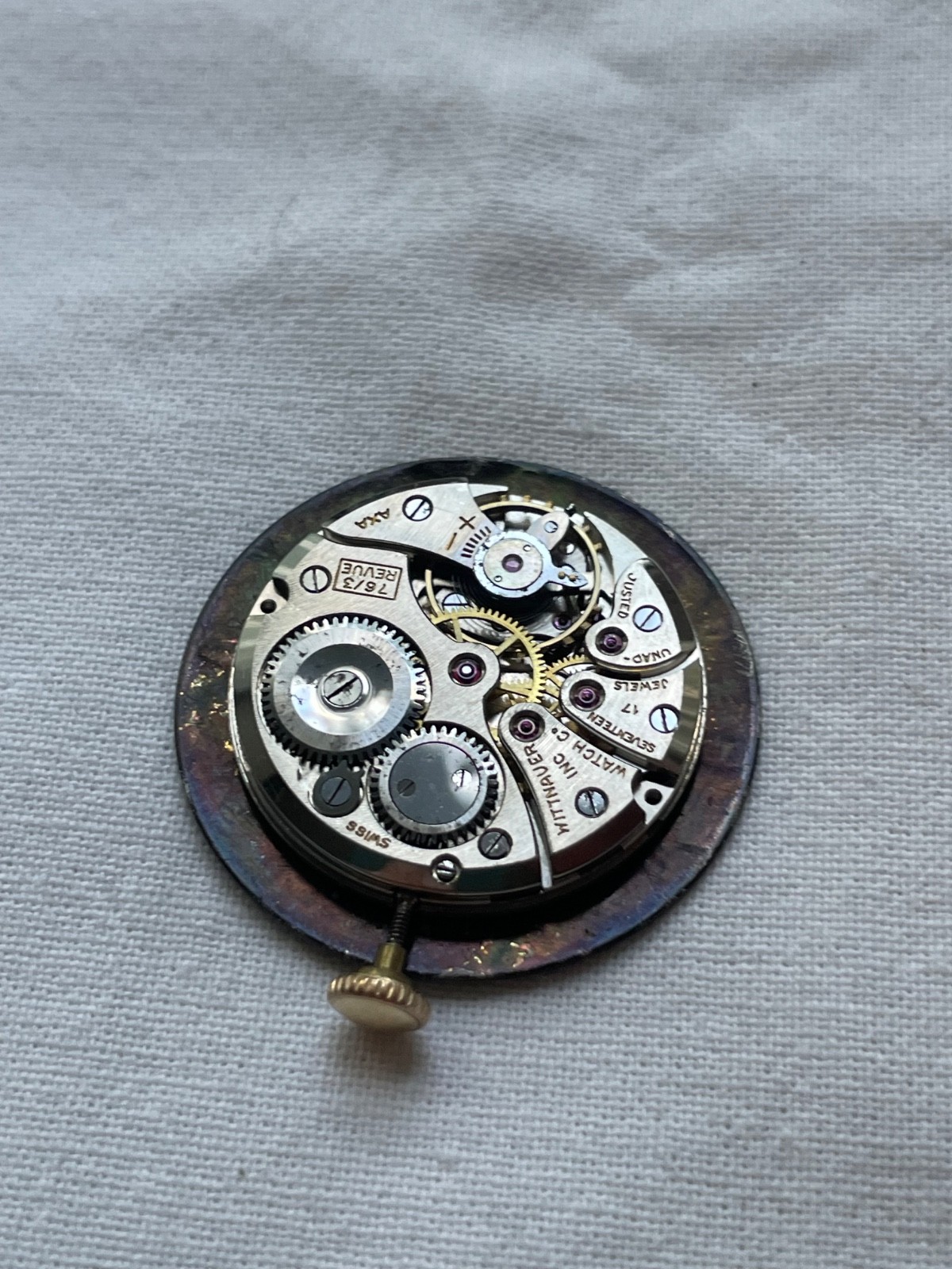 Wittnauer 76/3 Revue – movement for mens watch RUNS, lot2907