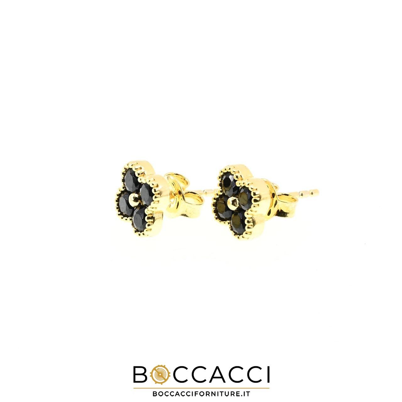 OROQUATTRO GROUP Silver Earrings With Black Gemstones (NEW)