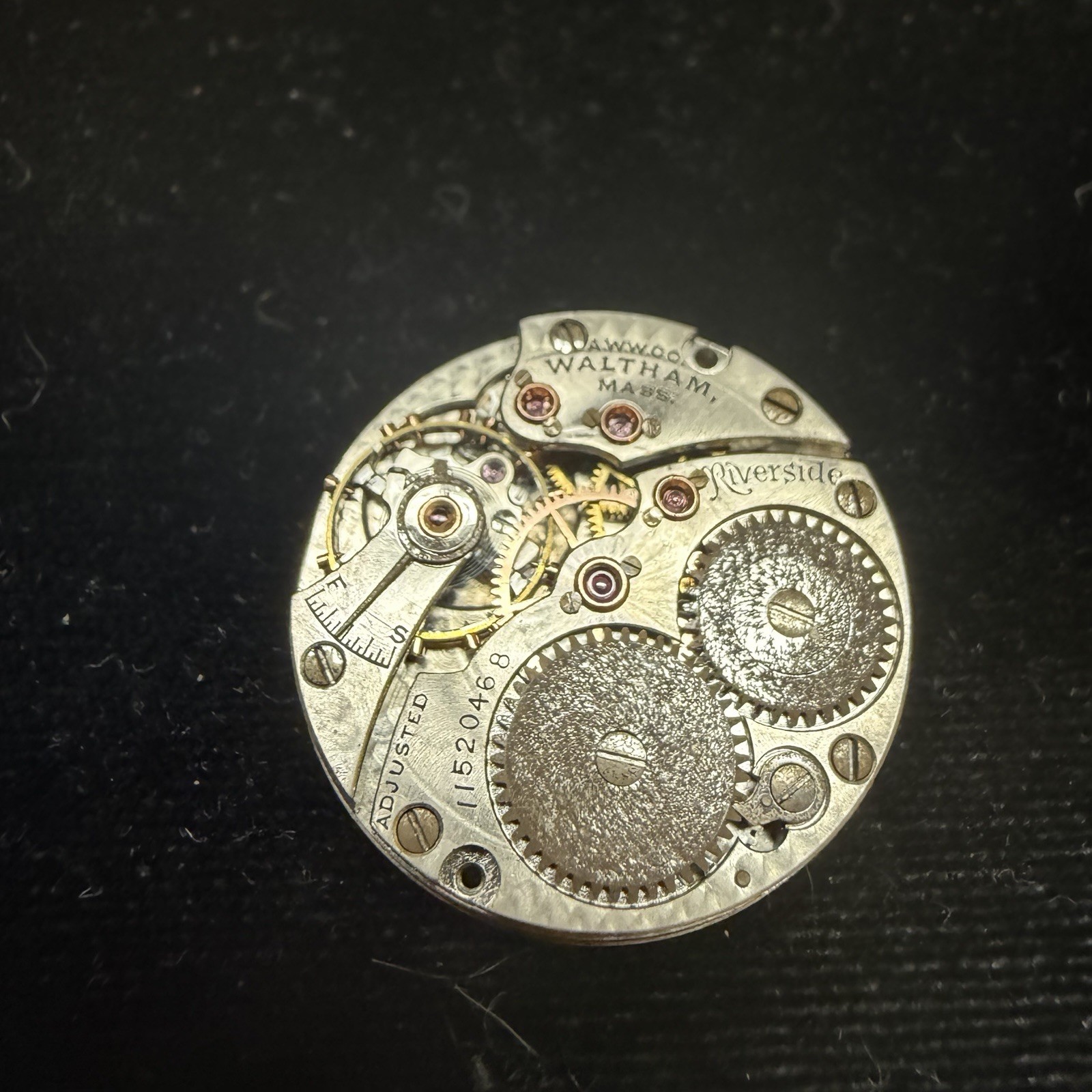 1902 Waltham 1898 Riverside 17J Pocket Watch Movement & Dial Parts Or Repair