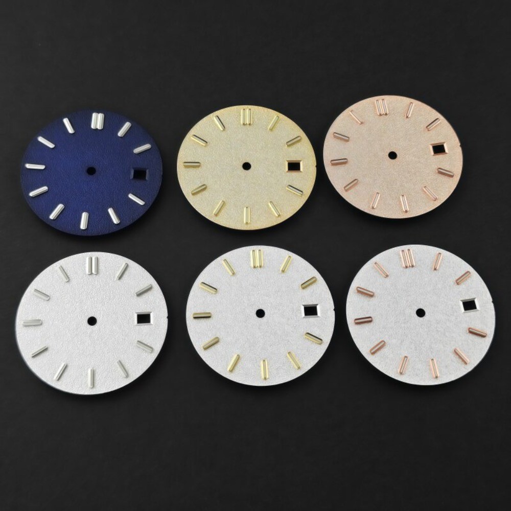 31mm Oak Wood Texture Watch Dial Green Lume Fit NH35 NH36 Mod Part