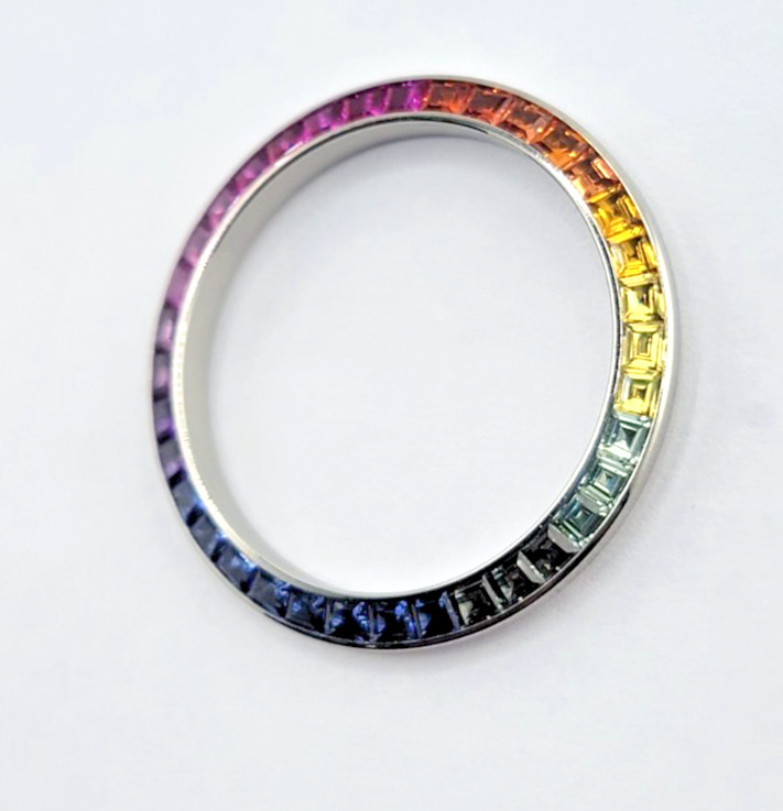Rolex Datejust 36mm Rainbow Dial | Custom Silver Finish | Synthetic Gemstone Mar