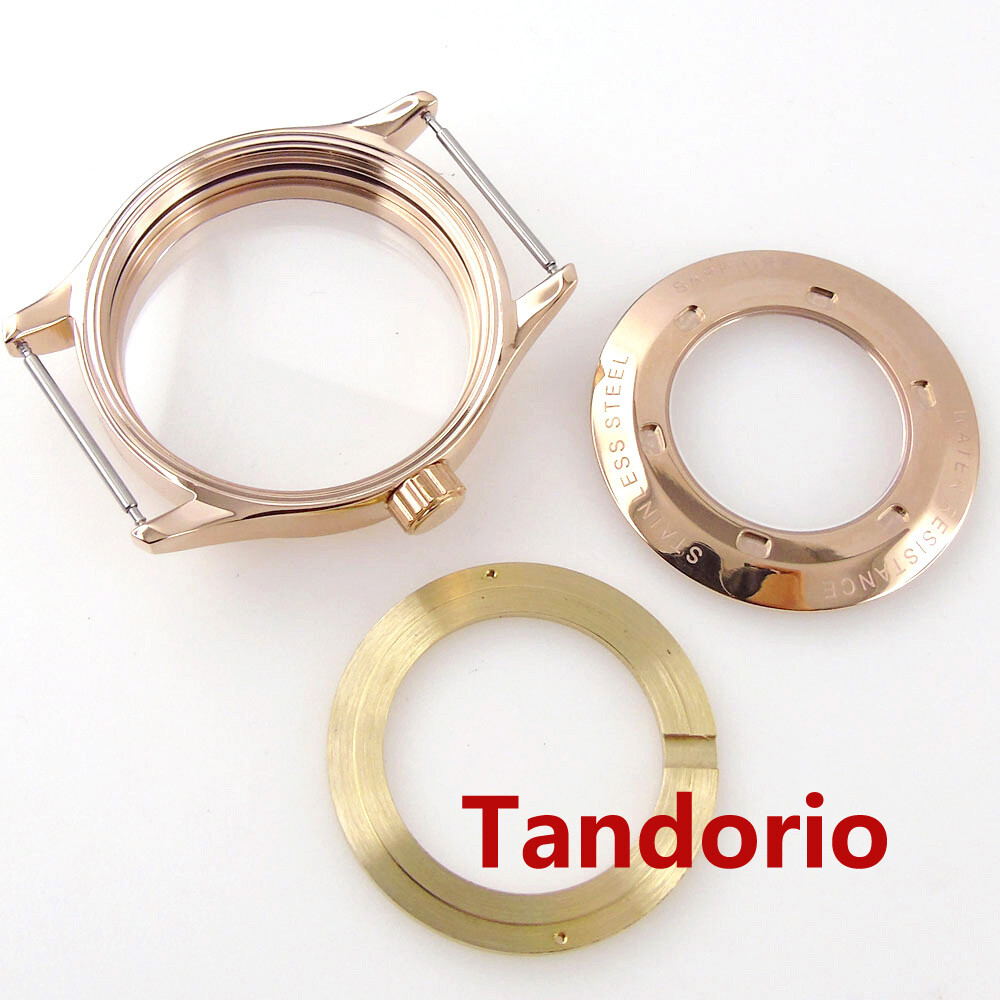 Rose Gold/PVD/Silver Watch Case 43mm Fit Miyota8215 821A DG2813 Sapphire Glass