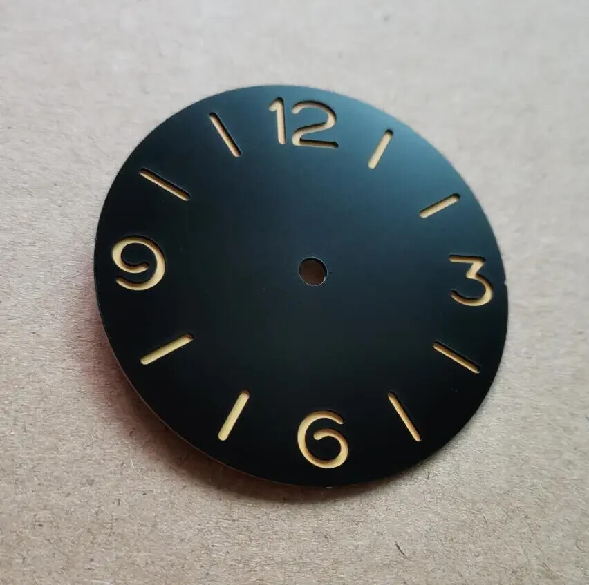 39mm black Watch dial Green luminous for eta6497 6498 ST3600 ST3621