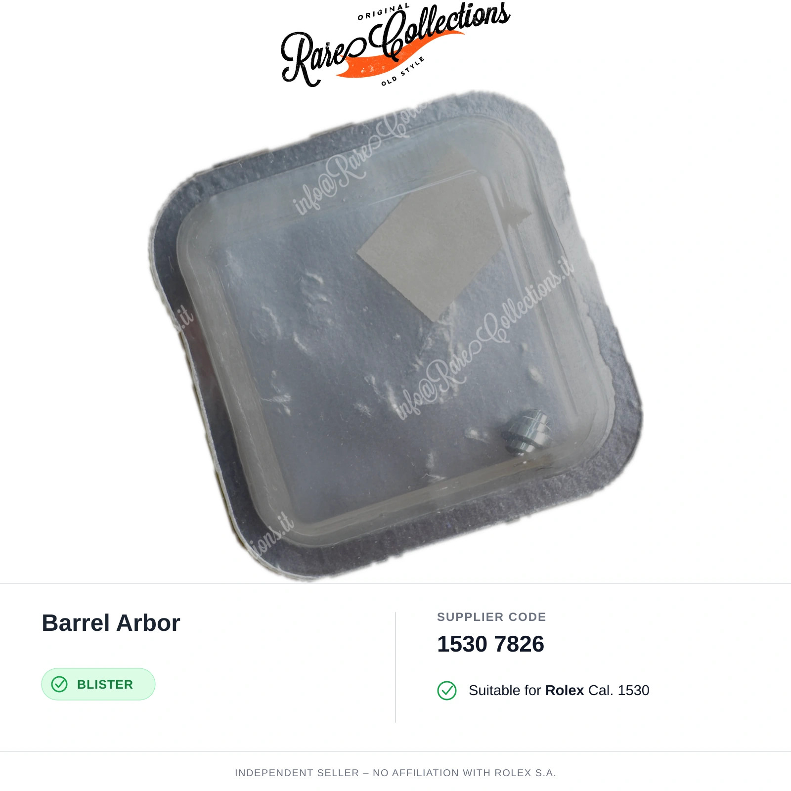 Barrel Arbor for Rolex (cod. 1530 7826) — New Blister NOS NOS X1