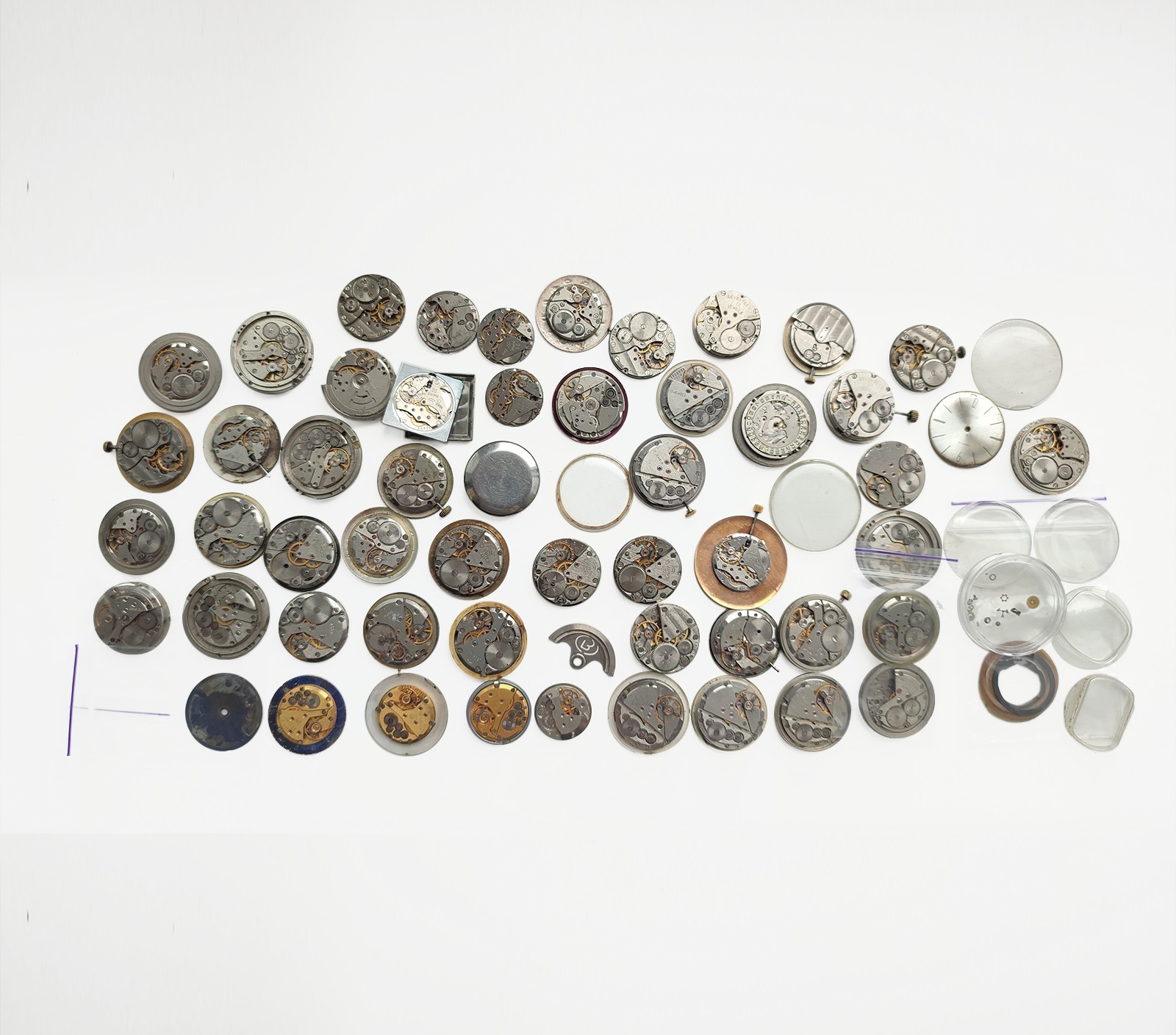 Many Soviet Movement Parts Poljot, Luch, Slava, Raketa, Zim mechanical watch lot