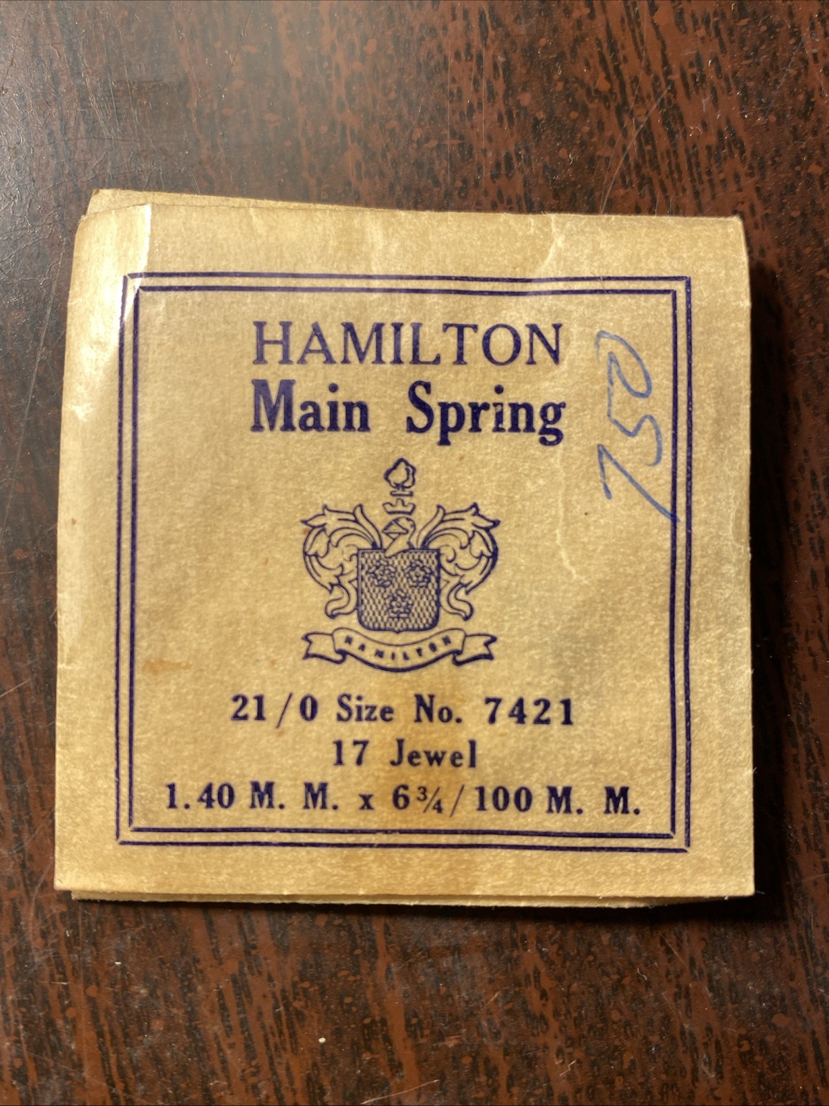 Hamilton mainspring 21/0 Size No. 7421, 17J New Old Stock