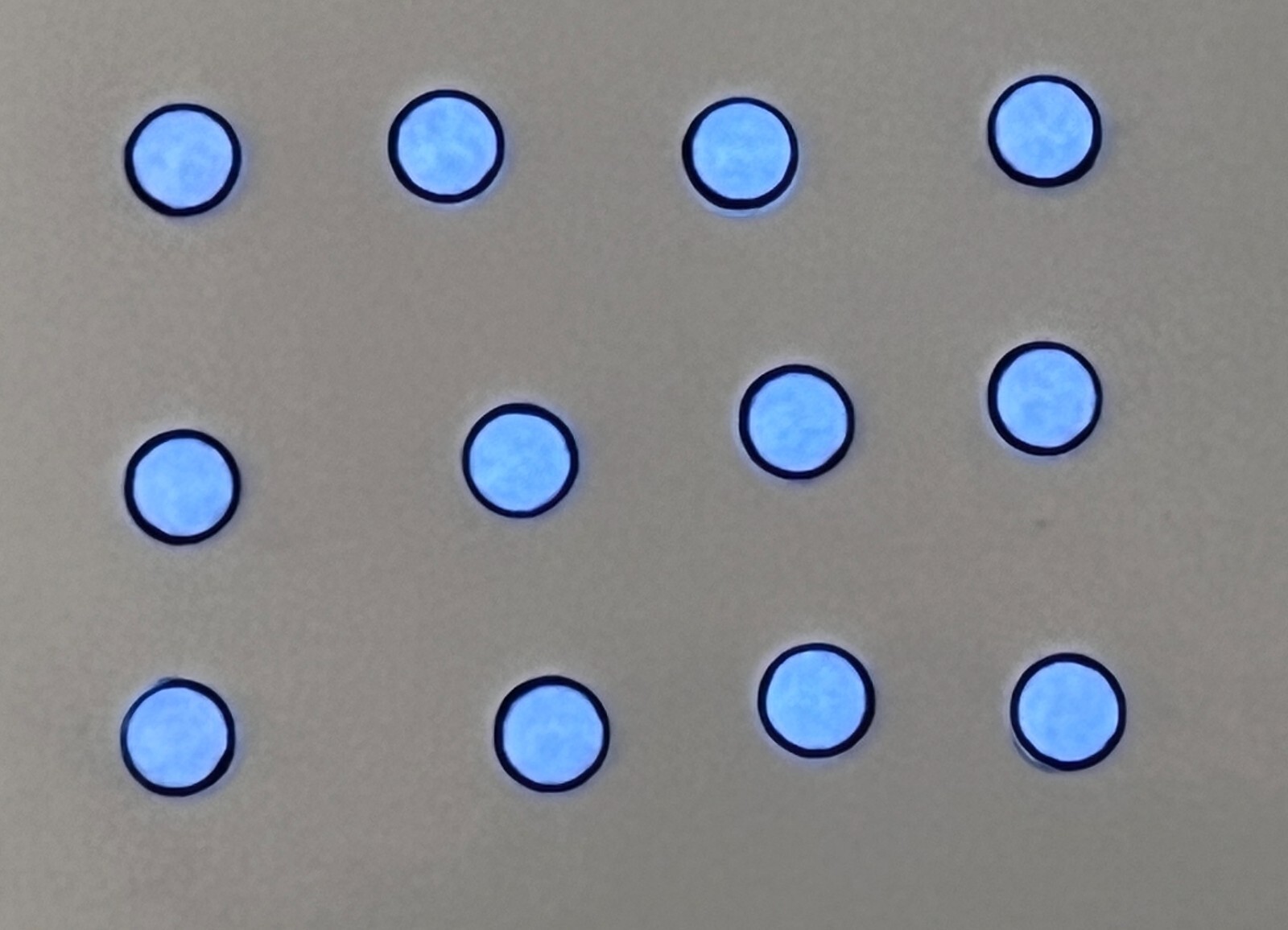 Light blue LUME Dial Hour Markers 12 pieces 2.15mm LUMINOUS Gloss DOME parts