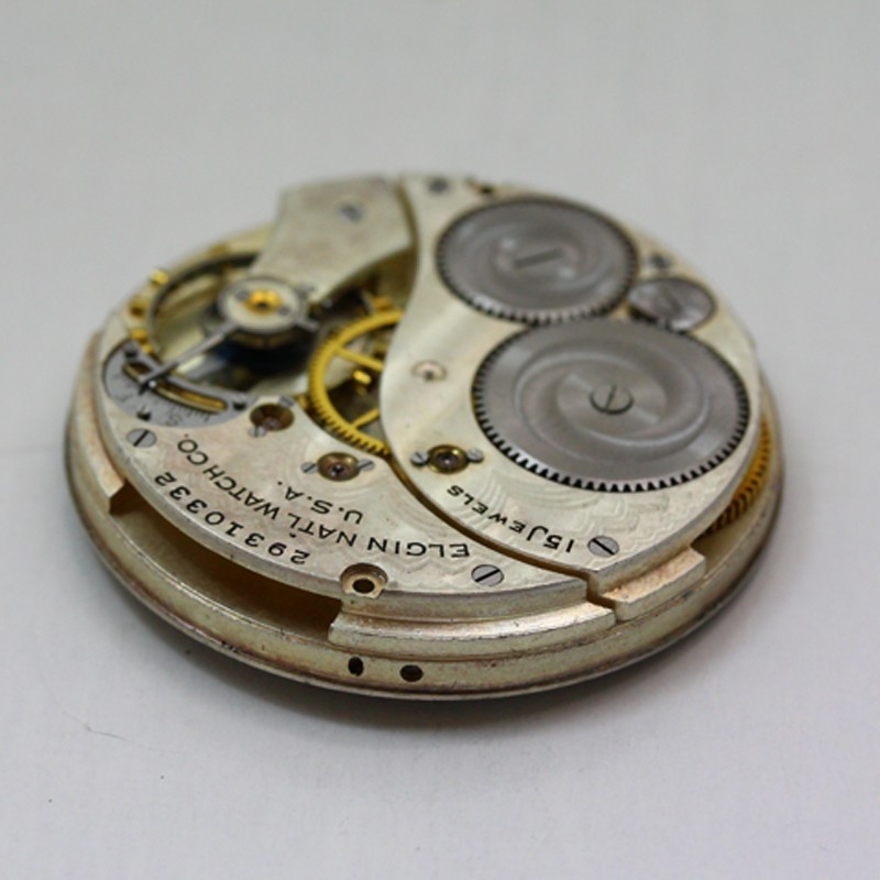 Elgin Grade 315 Model 3 Pocket Watch Movement & Metallic Dial ca. 1927