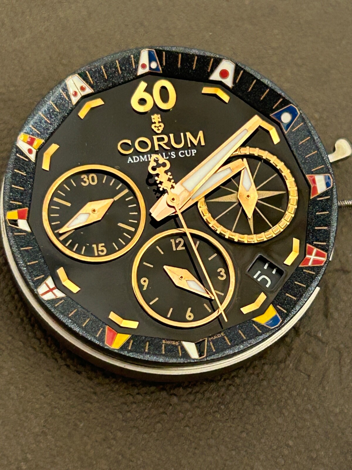 Corum Admiral*s Cup Chronograph Movement ETA 2894 Working need service Black