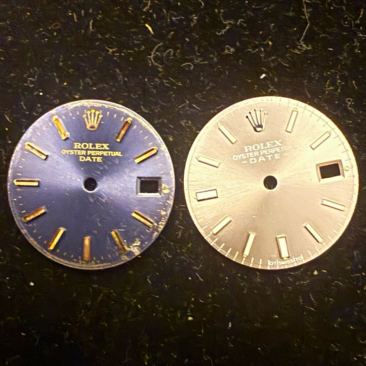 Rolex Dial Lot 2 Oyster Perpetual Date Blue & Silver Date Window Non-Numeric