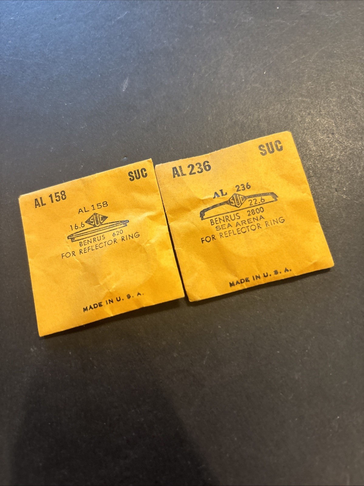 N62 Lot Of 2 NOS Vintage Benrus Watch Crystals Sea Arena For Reflector Ring