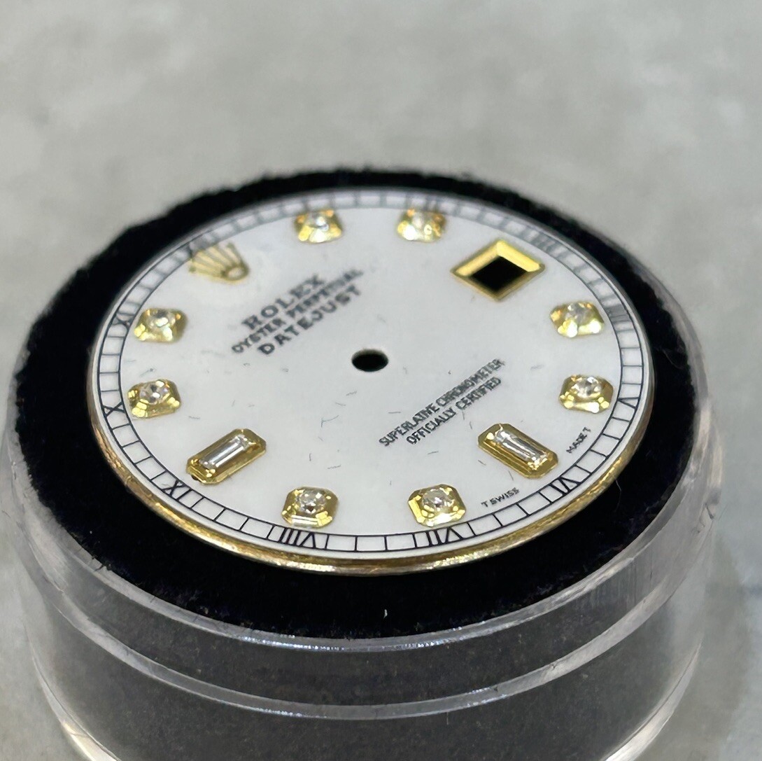 Rolex NonQuick Datejust Custom White MOP Baguette Diamond Dial For Model 1603
