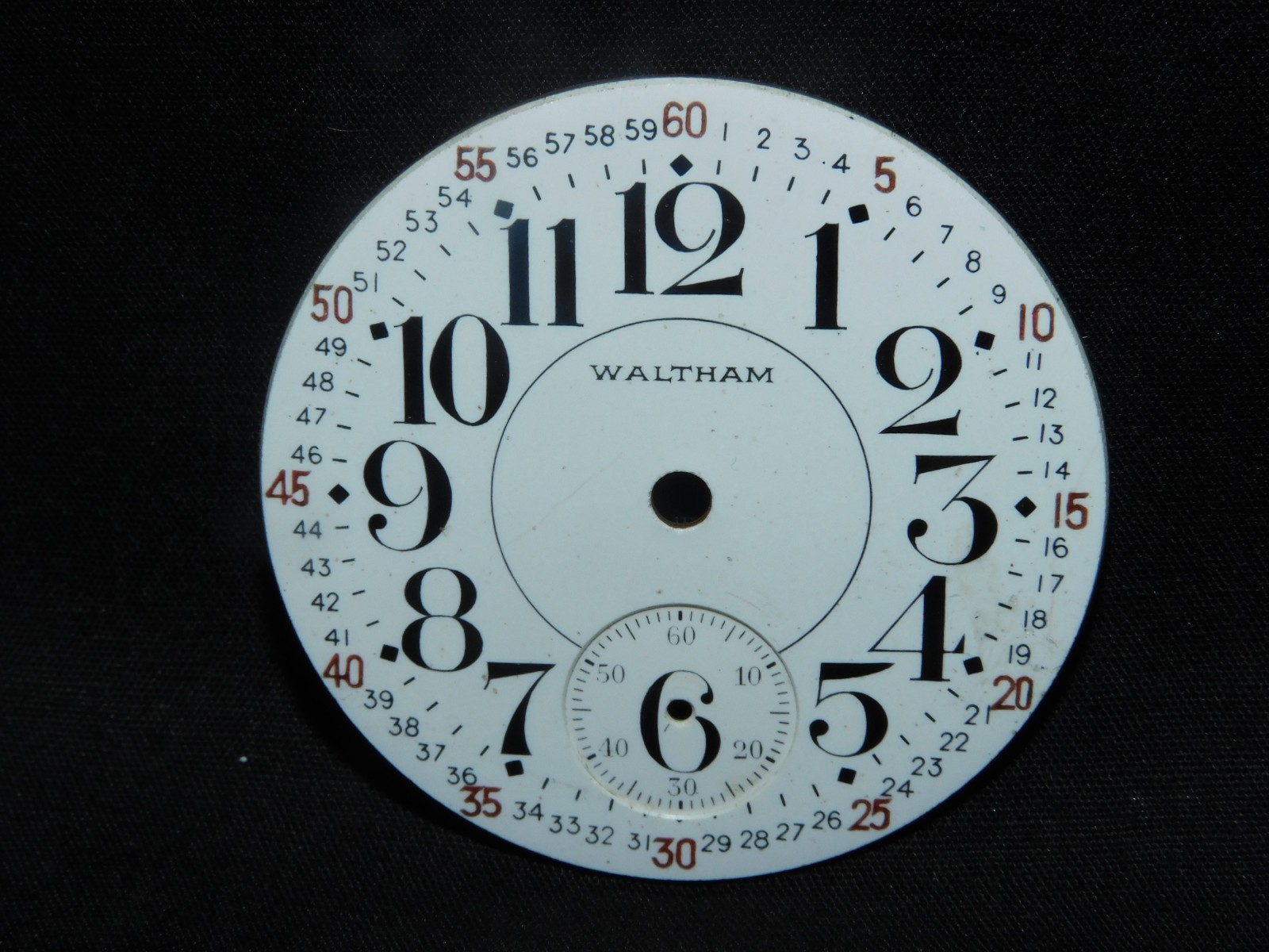 VINTAGE WALTHAM RAILROAD POCKET WATCH ENAMEL DAIL ONLY -WHITE- FREE SHIPPING..