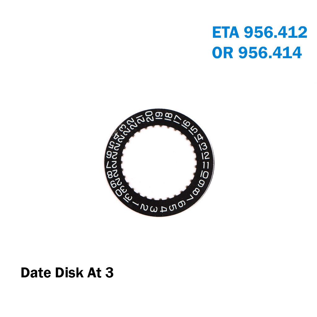 ETA Movement Disk Number 956.412,956.414-Black Date Position At 3.