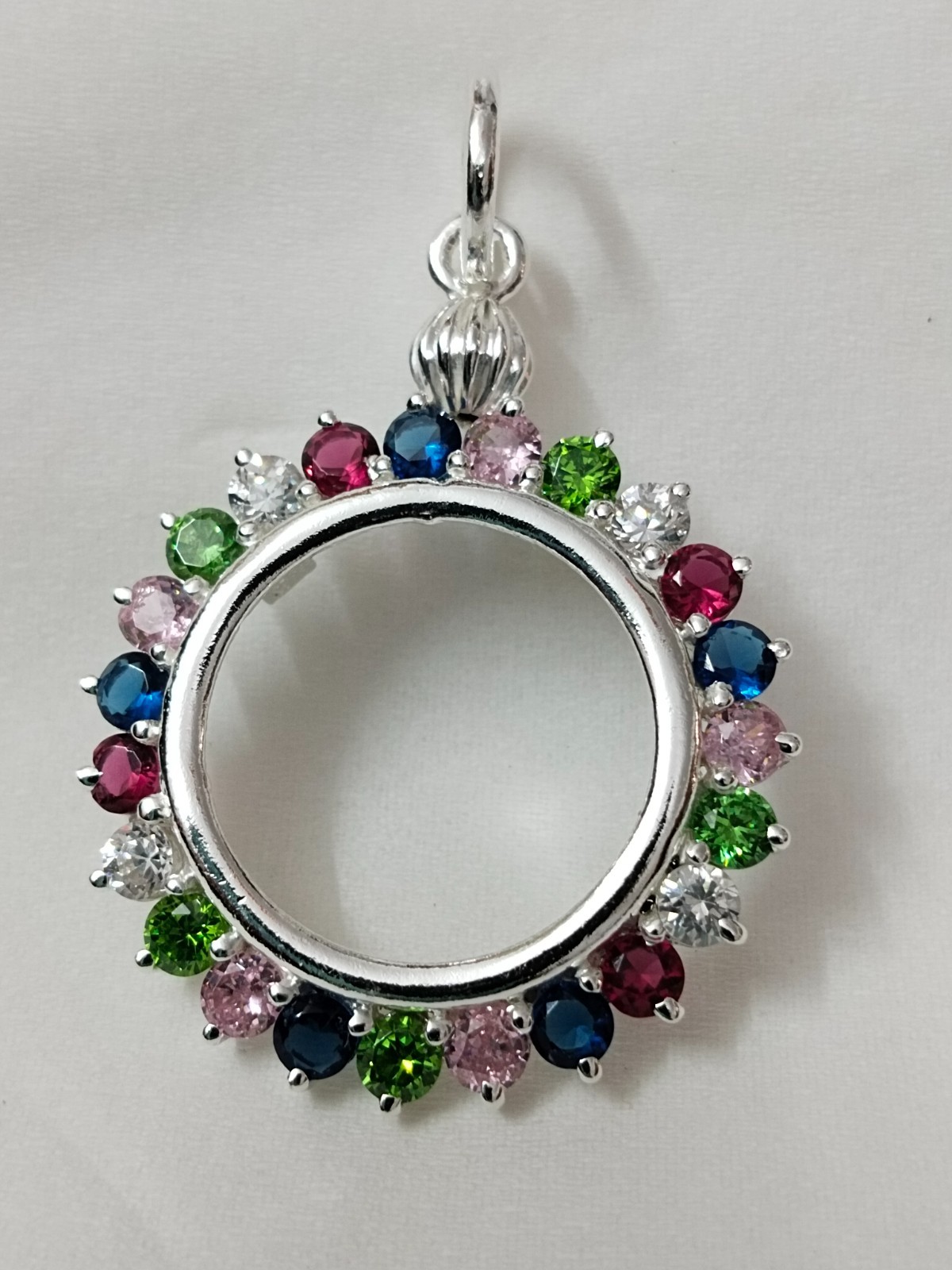 925 Sterling Silver Round CZ Bezel Pendant Handmade Blank Bezel