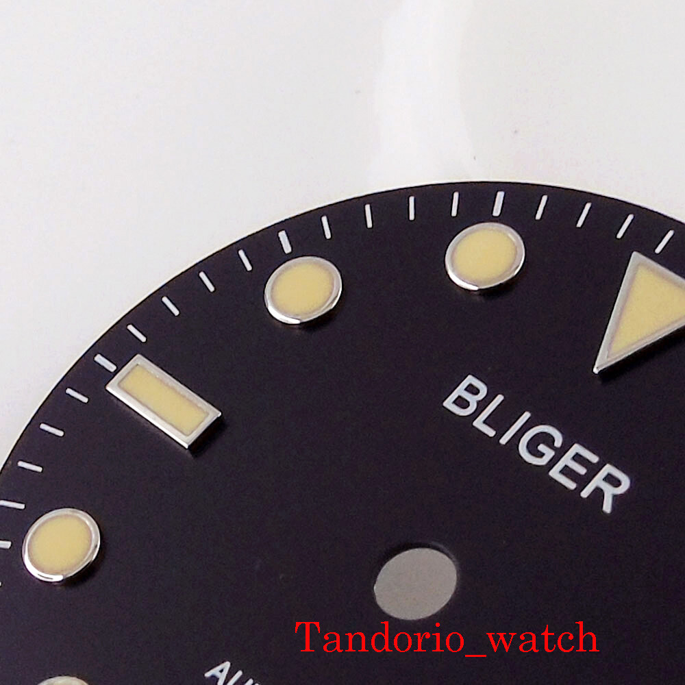28.5mm Black Dial Yellow Marks Green Luminous Fit MIYOTA 8215 ETA 2824 2836