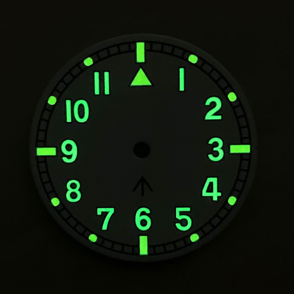 Luminous 29mm Black White Pilot Watch Dial Fit NH35 NH36 ETA2824 Miyota8215 Movt