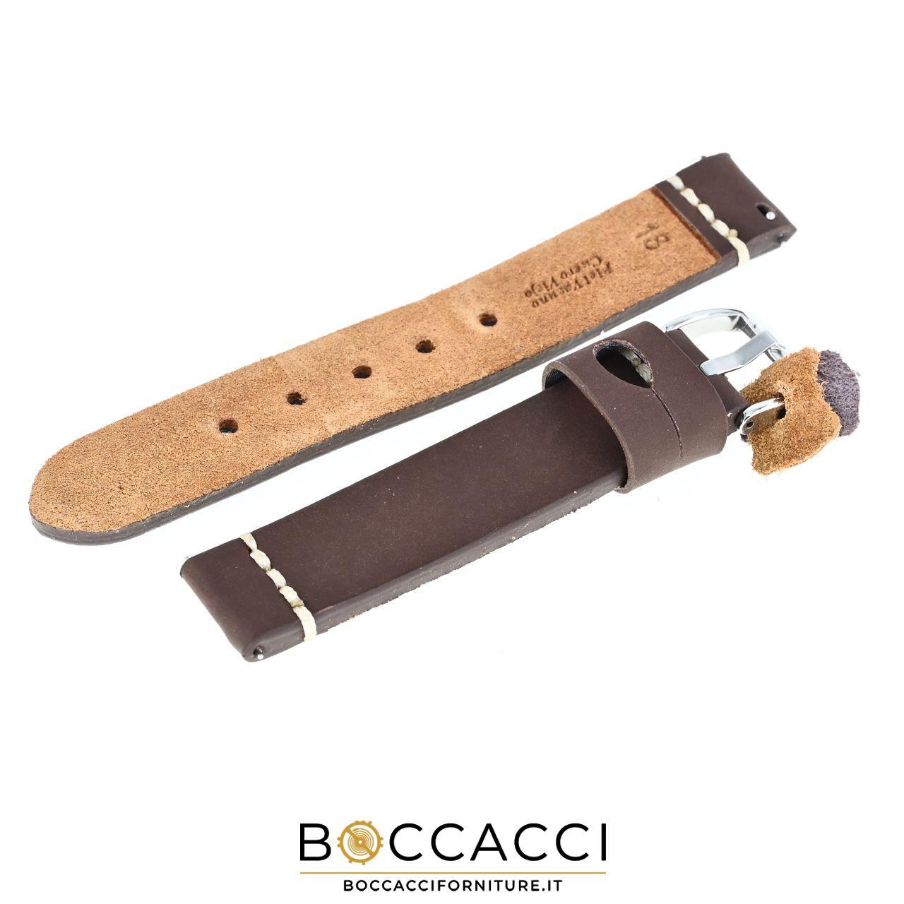 DILOY Cinturino Easy Fit/Remove 18mm Marrone Scuro in Cuoio Tranciato Cucito …
