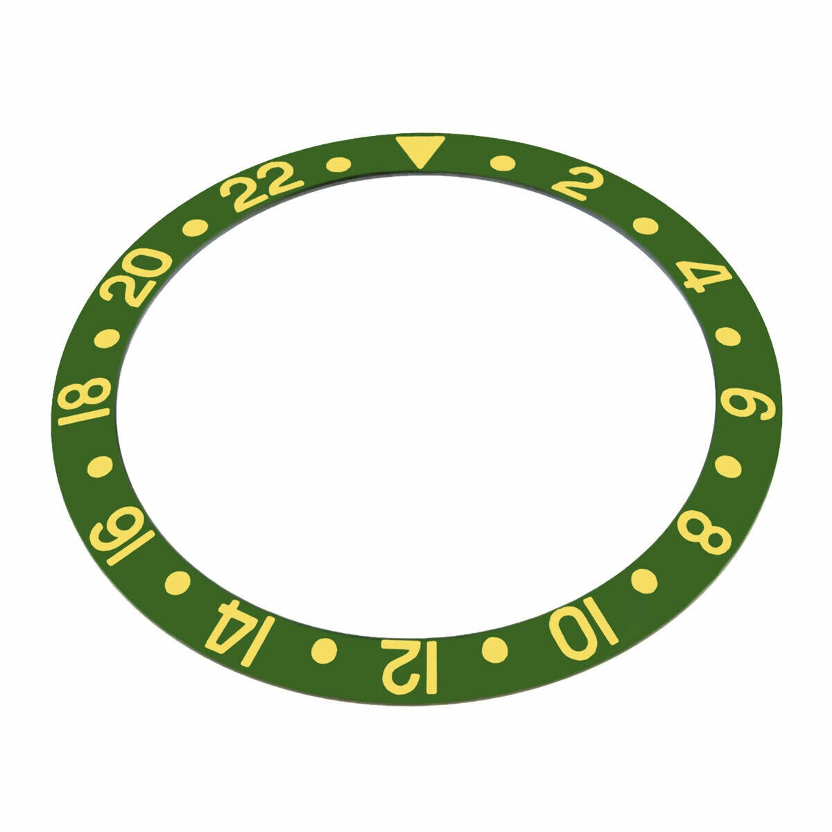 Green Aluminum Replacement Bezel Insert Gold Font 37.70mm x 30.70mm