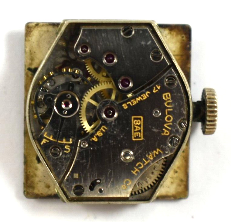 Vintage Bulova Manual Wind 17J 8AE Wrist Watch Movement lot.qg