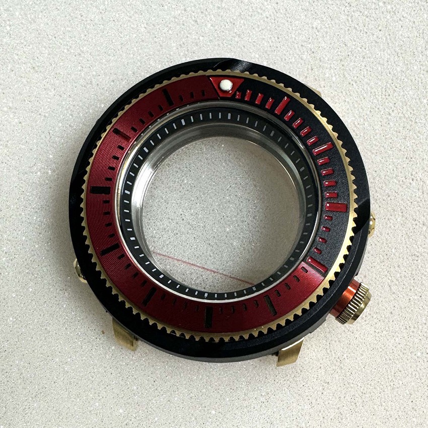 For NH35 Movement 45mm Stainless Steel Mineral Glass Cover Black Watch Case