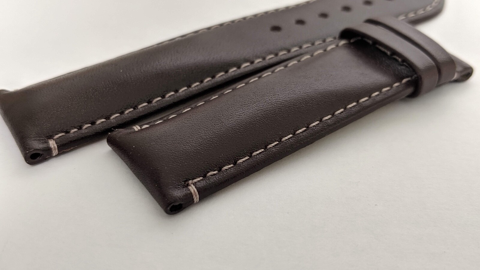 Genuine Calvin Klein Watch Band/Strap Brown Leather 22mm at the watch, 20mm at t