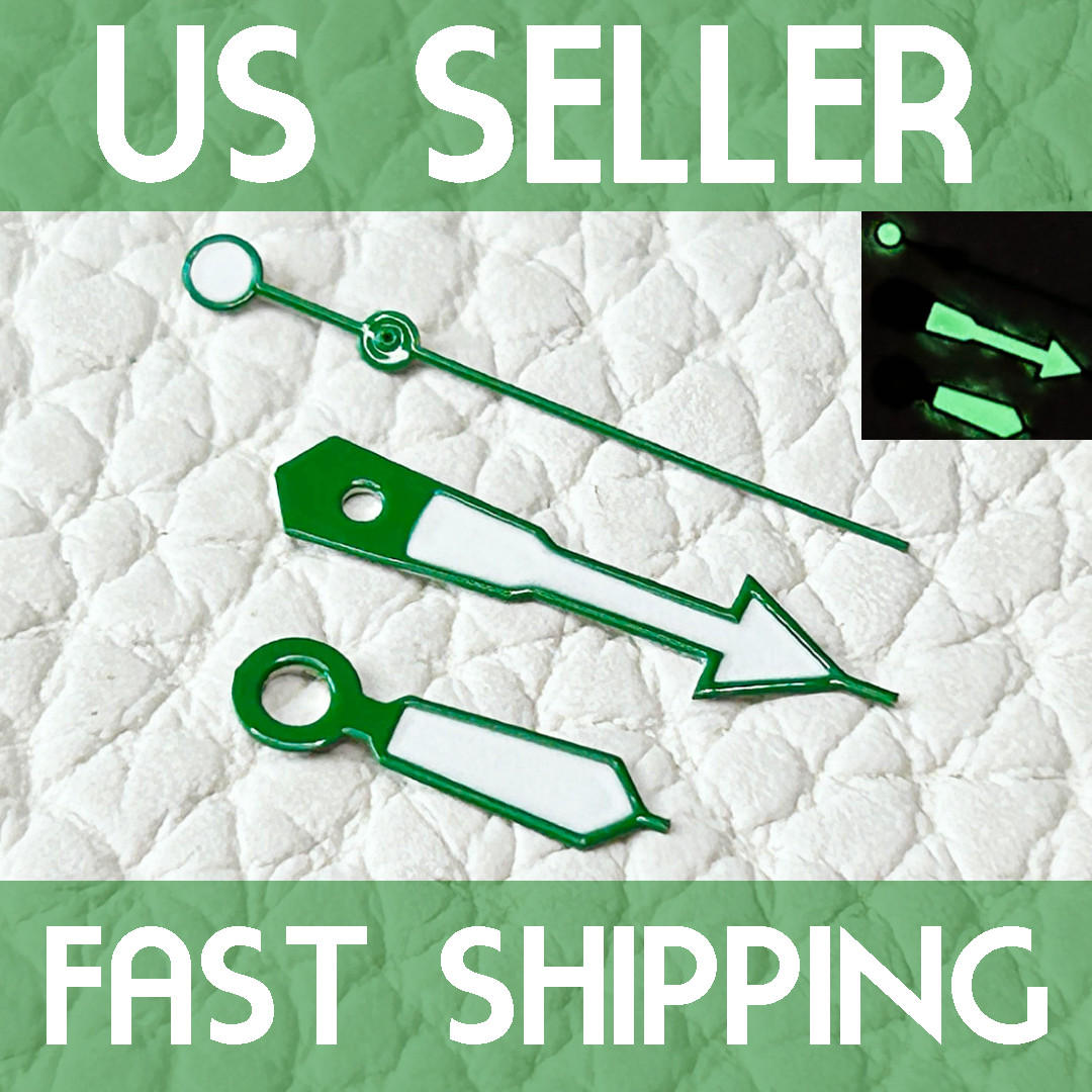 Green Arrow Watch Hands for NH35, NH36, 7S26, 7S36 – Mod, Green Luminous US Ship