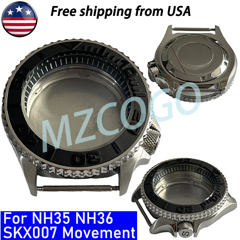 Fit NH35 NH36 4R35 4R15 SKX007 Movement Watch Case Sapphire Glass & Insert Kits